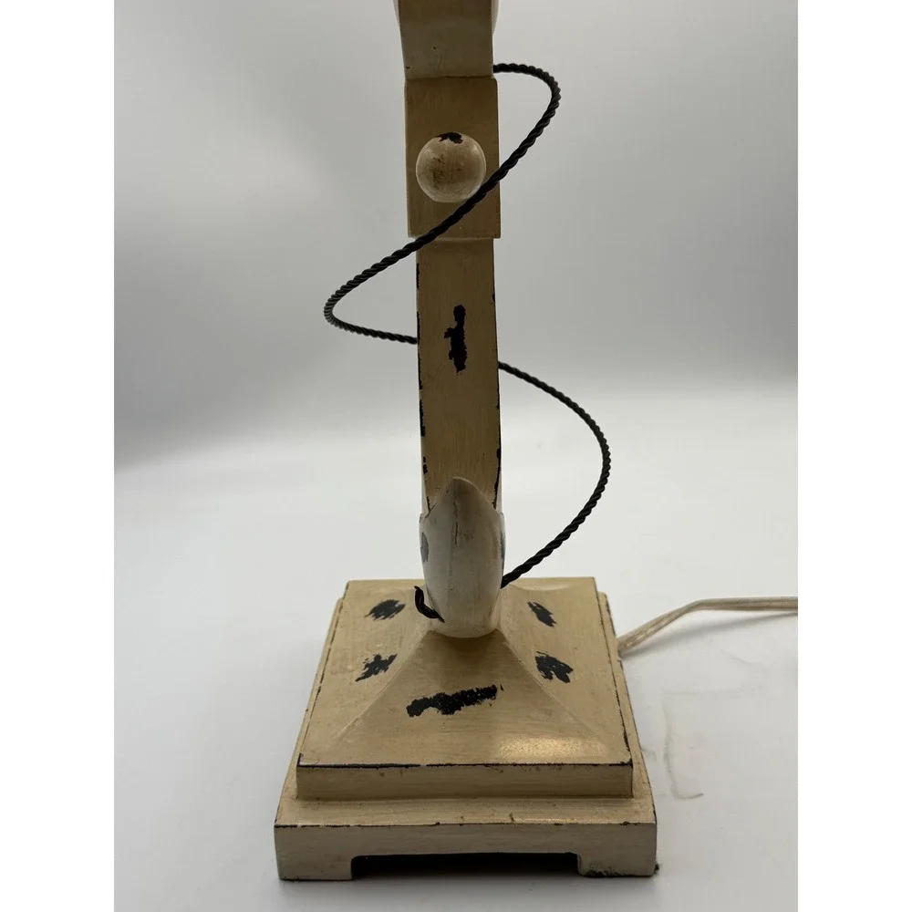 Nautical Anchor Table Lamp Distressed Cream Coastal Decor Burlap Shade